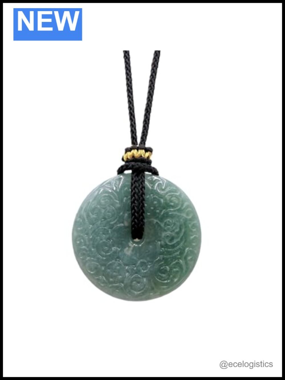 Hand-Carved Natural Jade Wreath Pendant Necklace